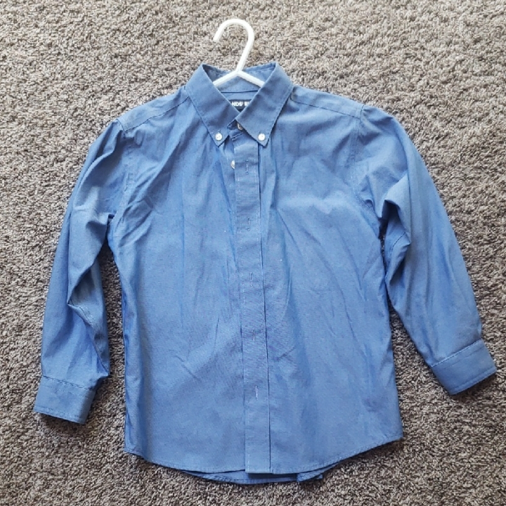EUC Land's End Boys Blue Button-down Oxford Shirt Size 6